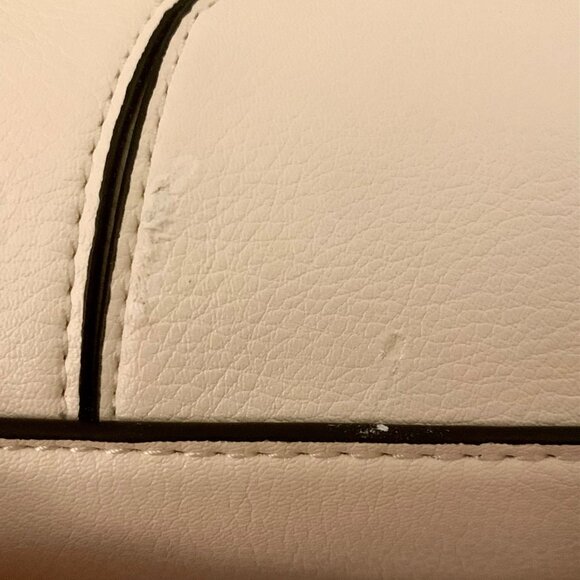 Steve Madden Cream Satchel Bag Handbag Tassel Accent Black Gold Details - Picture 12 of 15